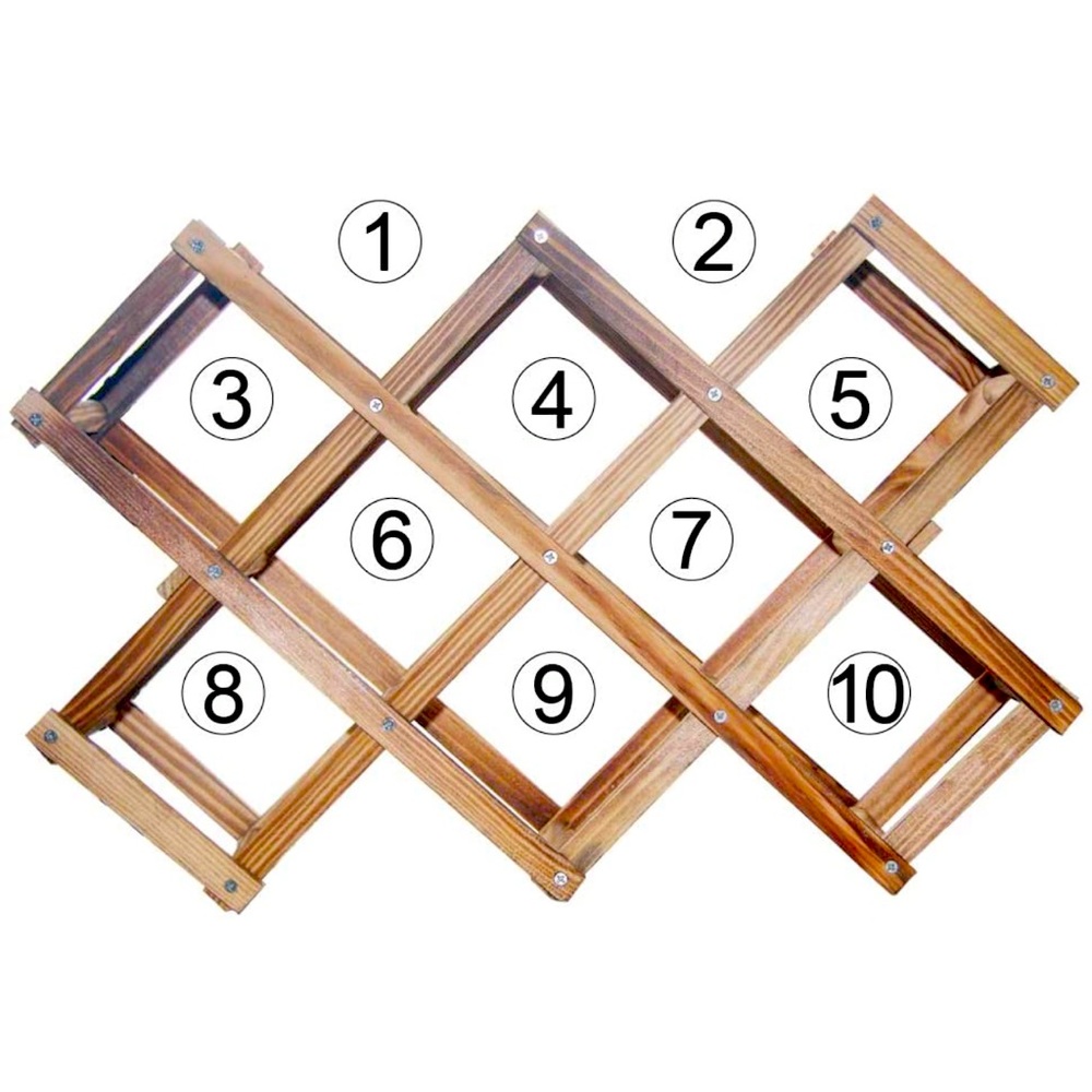 Foldable Wooden Wine Bottle Holder-Natural Wine Rack With 10 Slots.